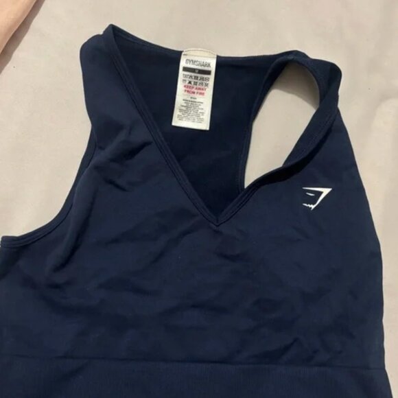 Gymshark Blue Sports Bra Racerback V-Neck - Picture 1 of 4